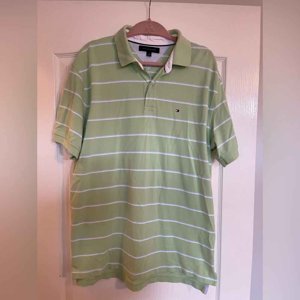 Tommy Hilfiger Men’s Lime Green Striped Classic Pique Polo Shirt XL - Picture 10 of 10